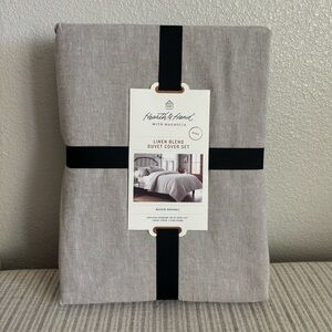 NWT 3pc King Linen Blend Duvet Set Jet Gray - Hearth & Hand with Magnolia